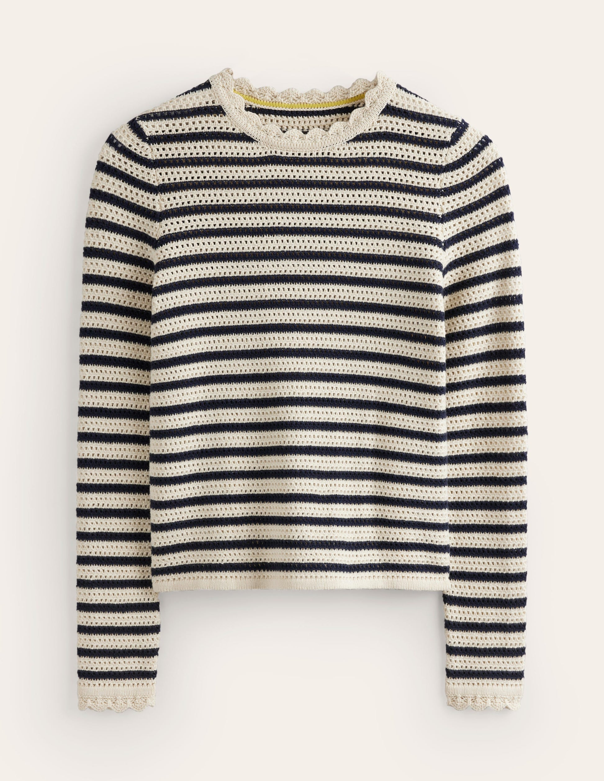Textured Scallop Jumper-Warm Ivory/ Naval Academy-5