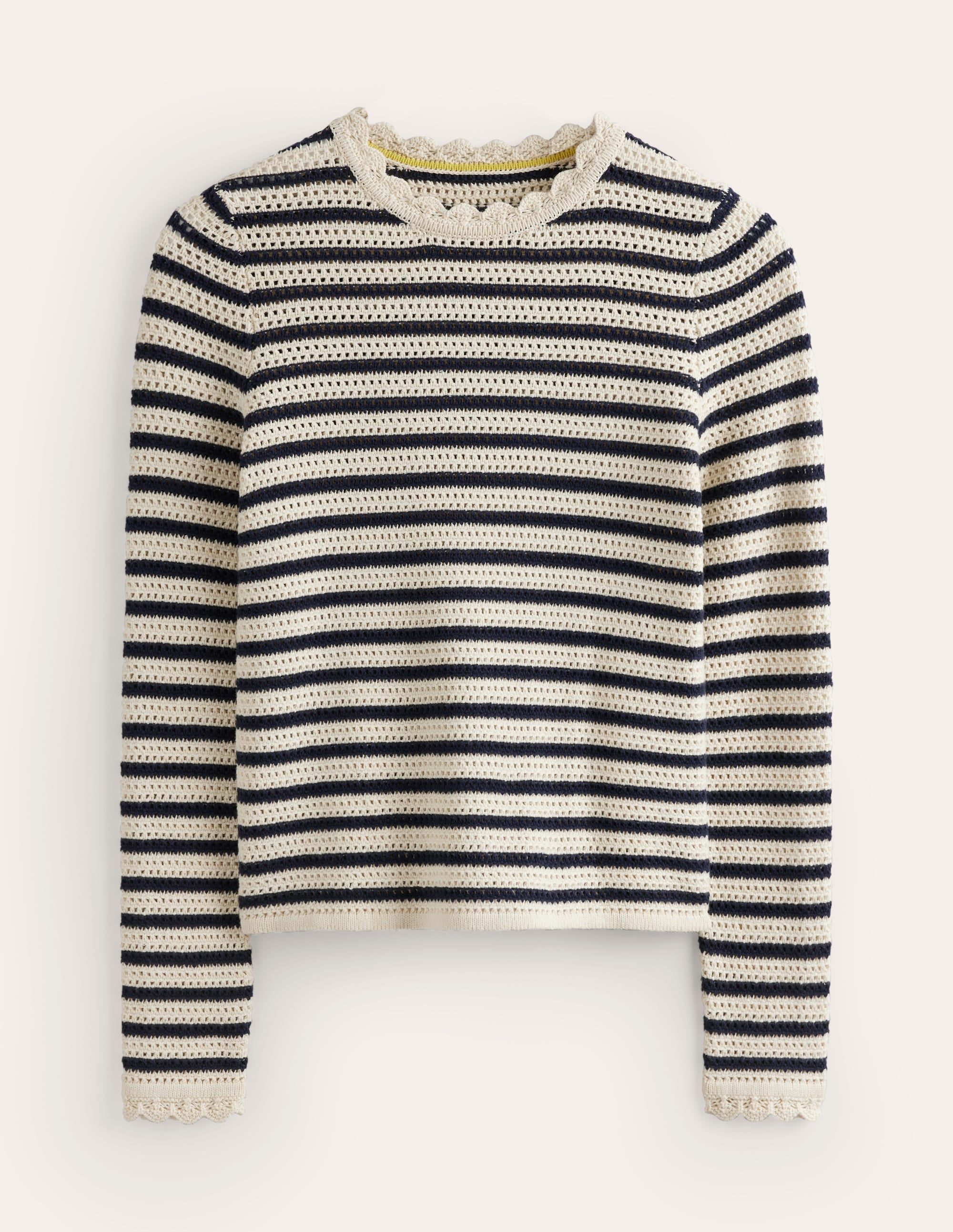 Textured Scallop Jumper-Warm Ivory/ Naval Academy - Image 5