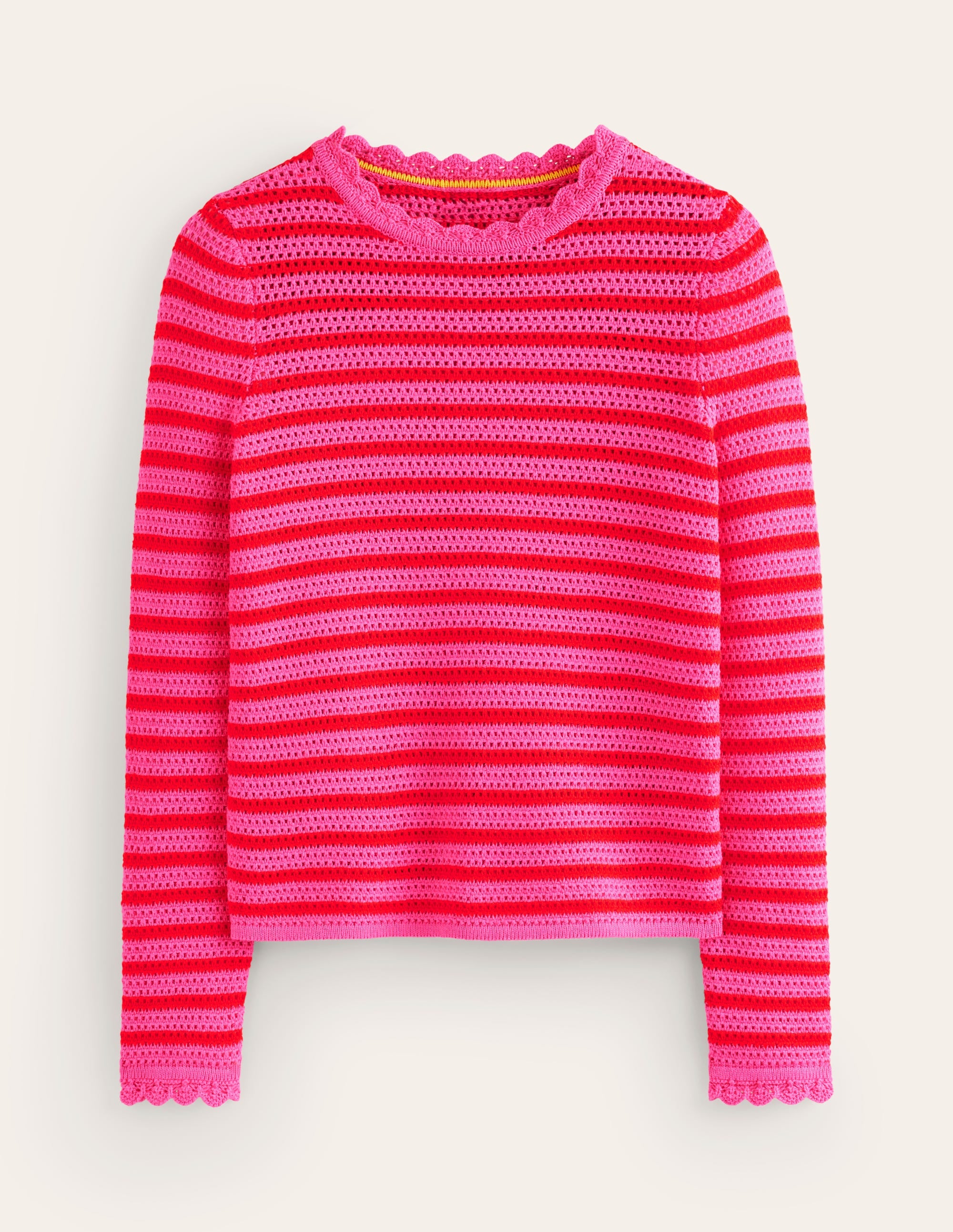 Textured Scallop Jumper-Party Pink/ Red - Image 5