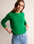 Button Detail Stitch Jumper-Bright Green