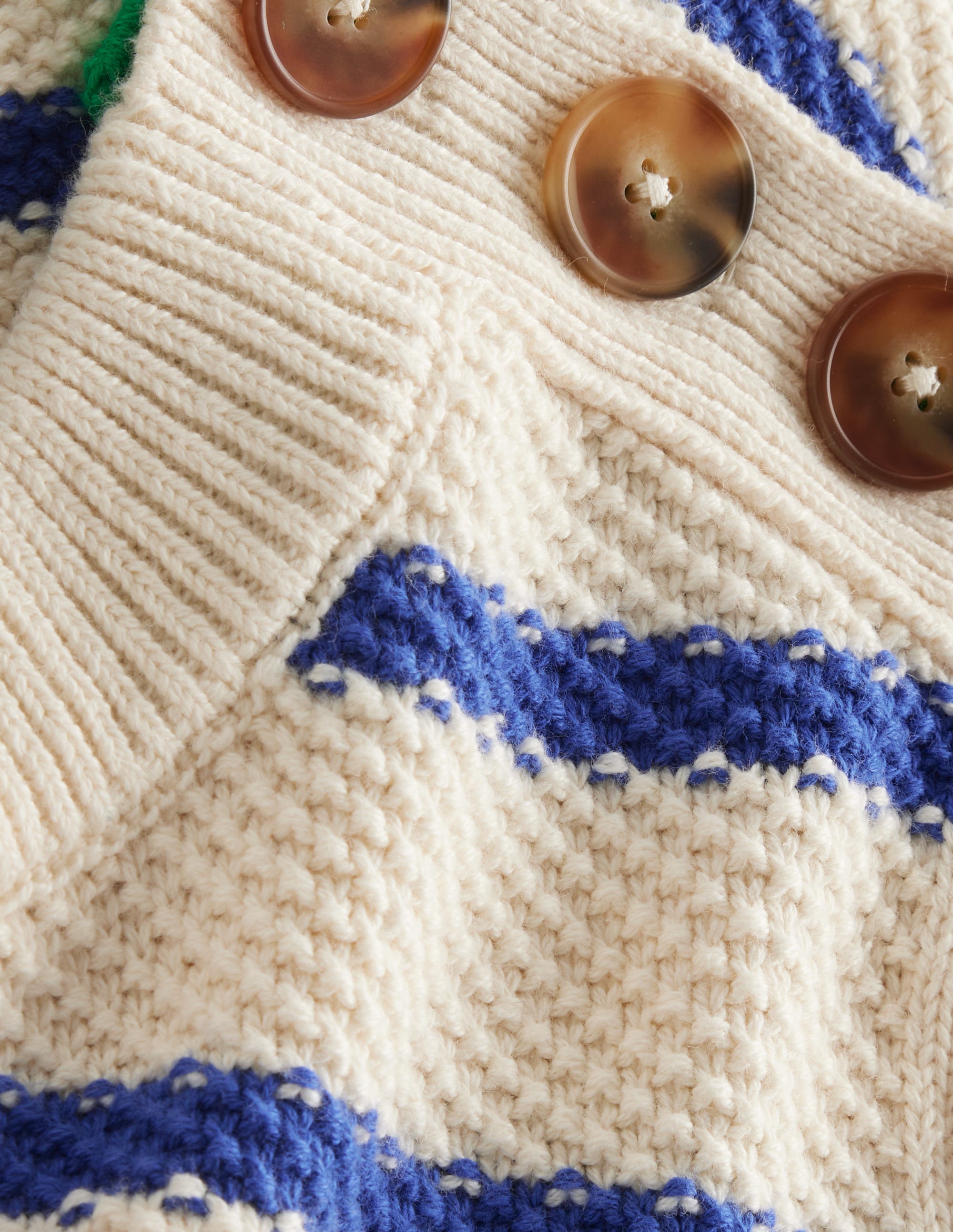 Button Detail Stitch Jumper-Warm Ivory, Island Sapphire - Image 6