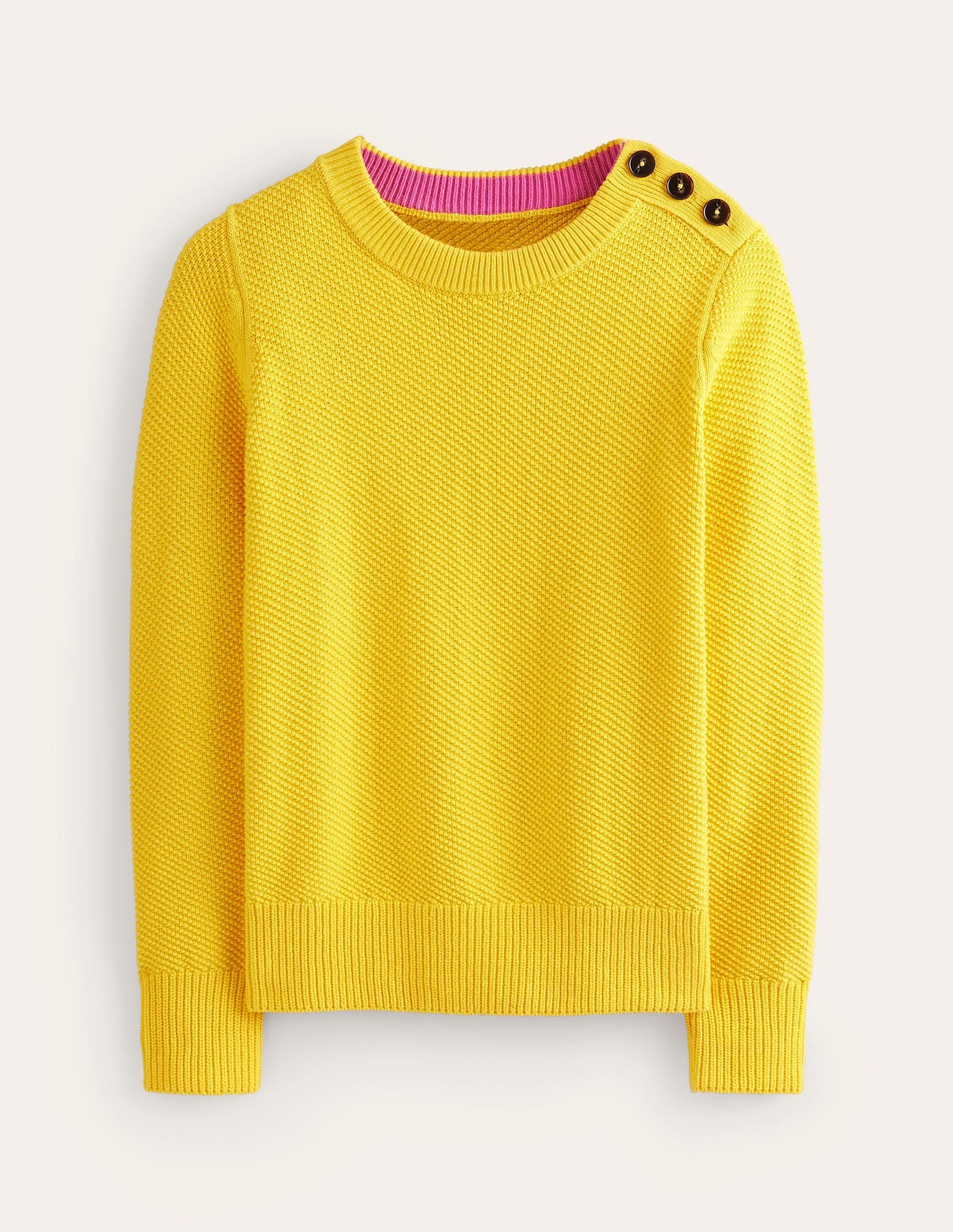 Button Detail Stitch Jumper-Super Lemon Yellow