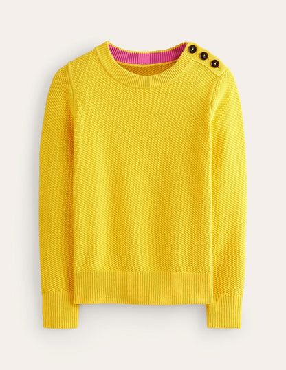 Button Detail Stitch Jumper-Super Lemon Yellow-5