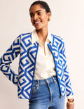 Jacquard Zip Up Cardigan-Mariner Blue, Maze
