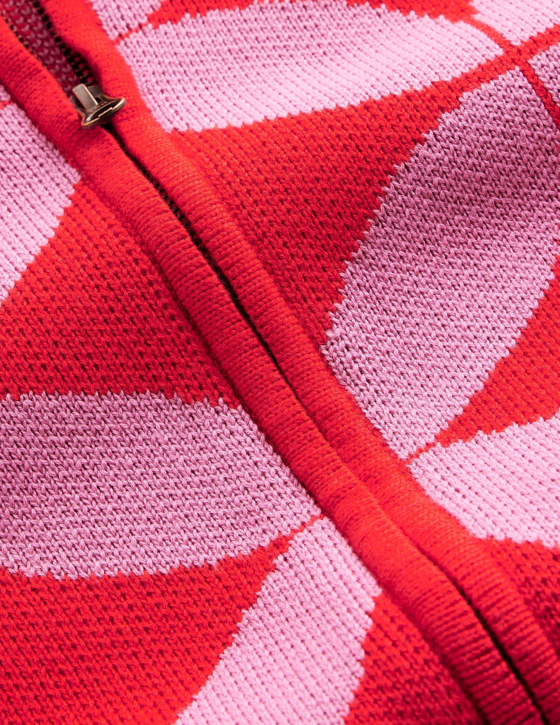 Jacquard Zip Up Cardigan-Ruby Red, Diamond Terrace-6