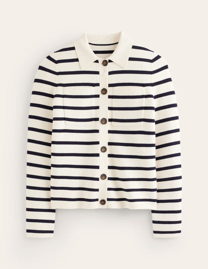 Astrid Knitted Shirt-Warm Ivory/ Navy-6