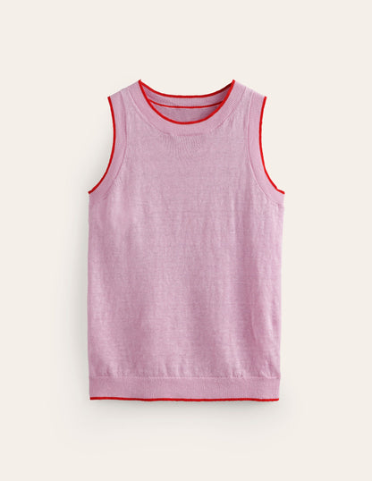 Maggie Linen Tank-Soft Peony Pink