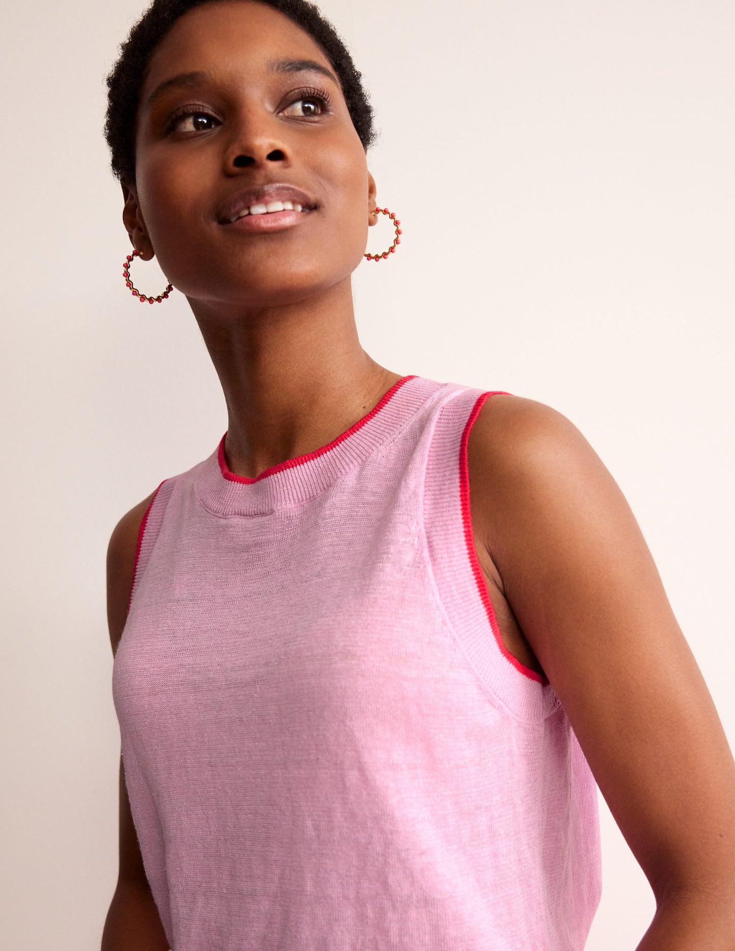 Maggie Linen Tank-Soft Peony Pink