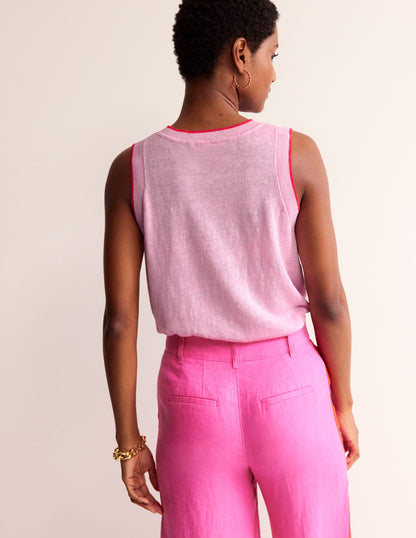 Maggie Linen Tank-Soft Peony Pink