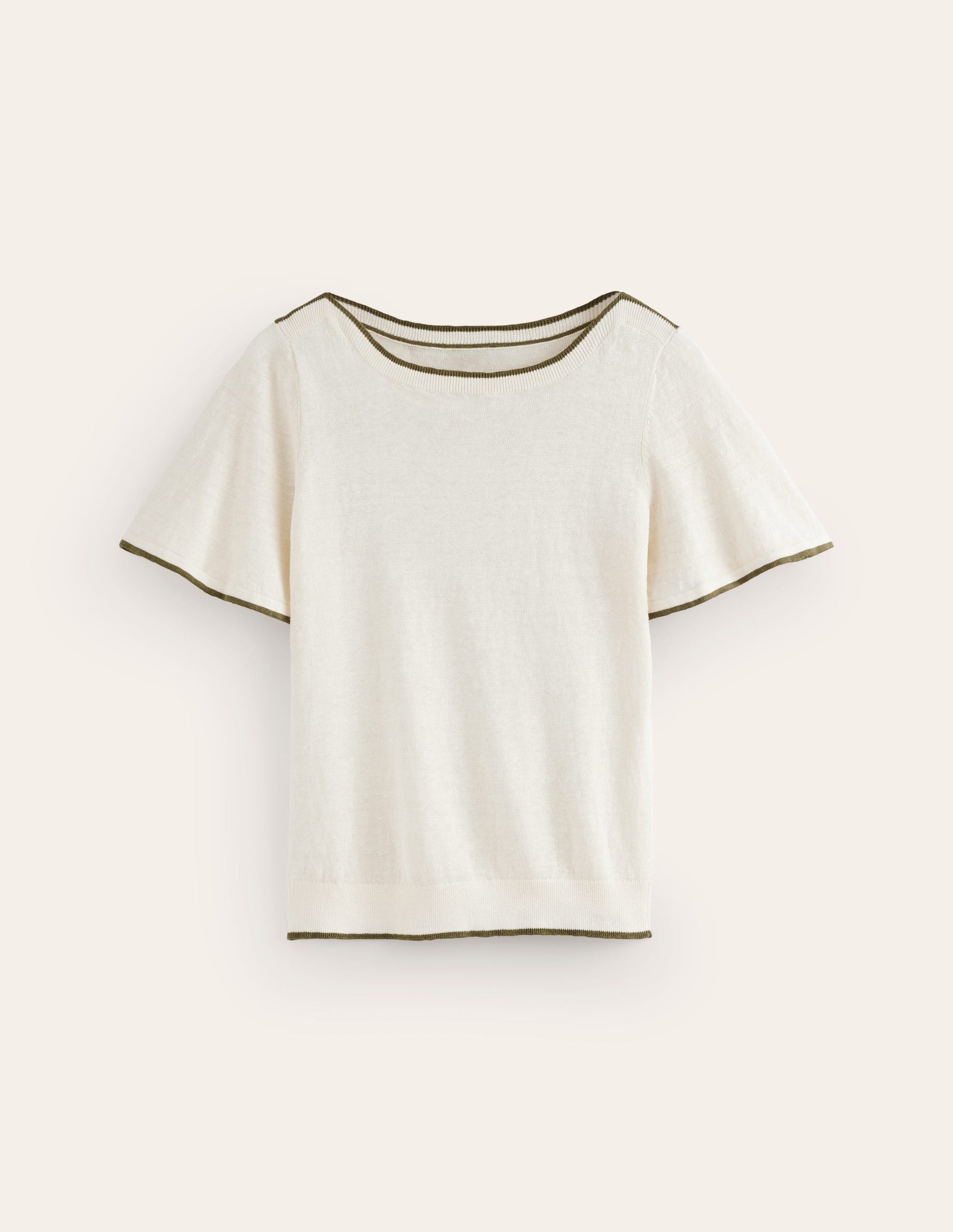 Maggie Boat Neck Linen T-Shirt-Warm Ivory-5