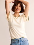 Maggie Boat Neck Linen T-Shirt-Warm Ivory