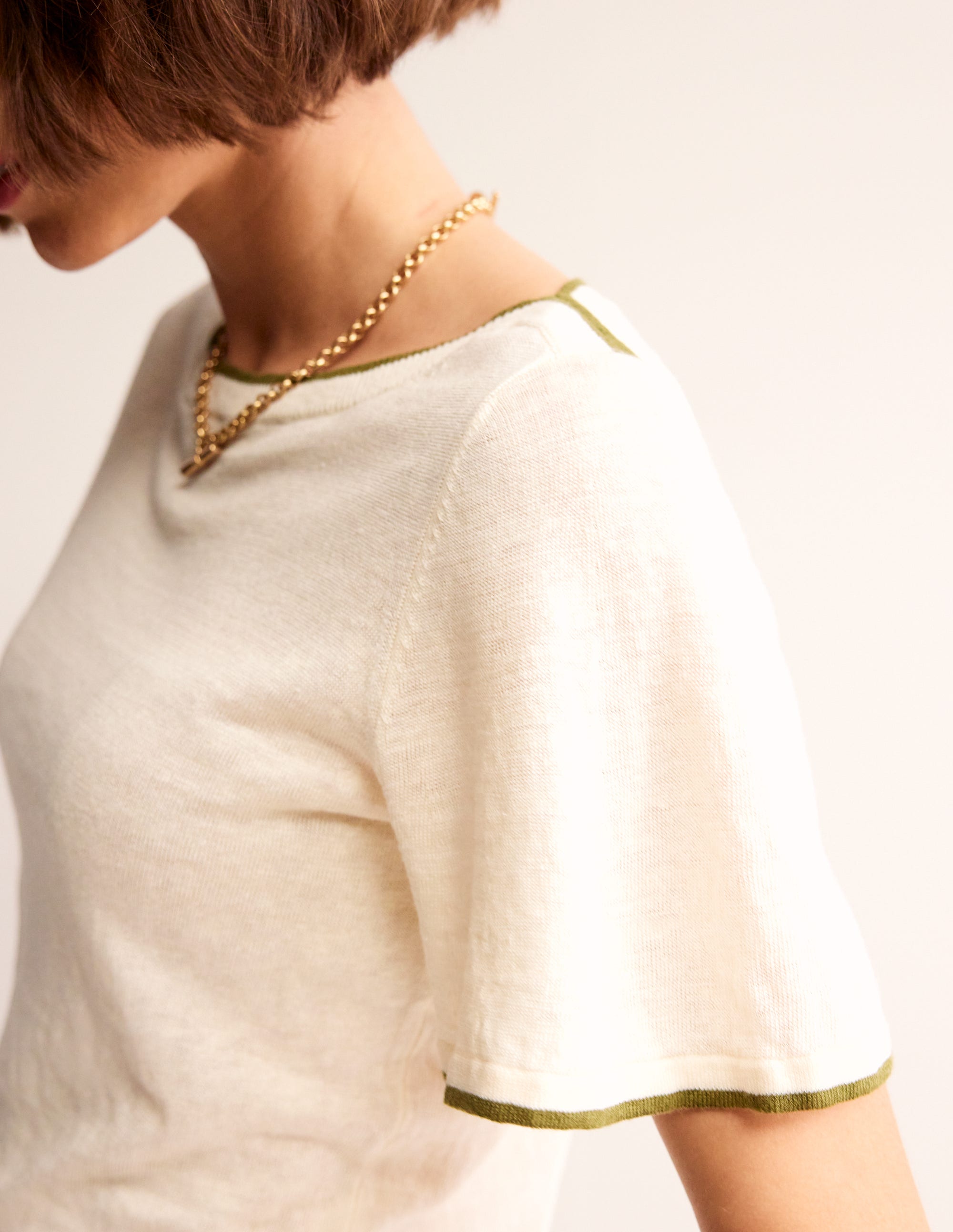 Maggie Boat Neck Linen T-Shirt-Warm Ivory - Image 2