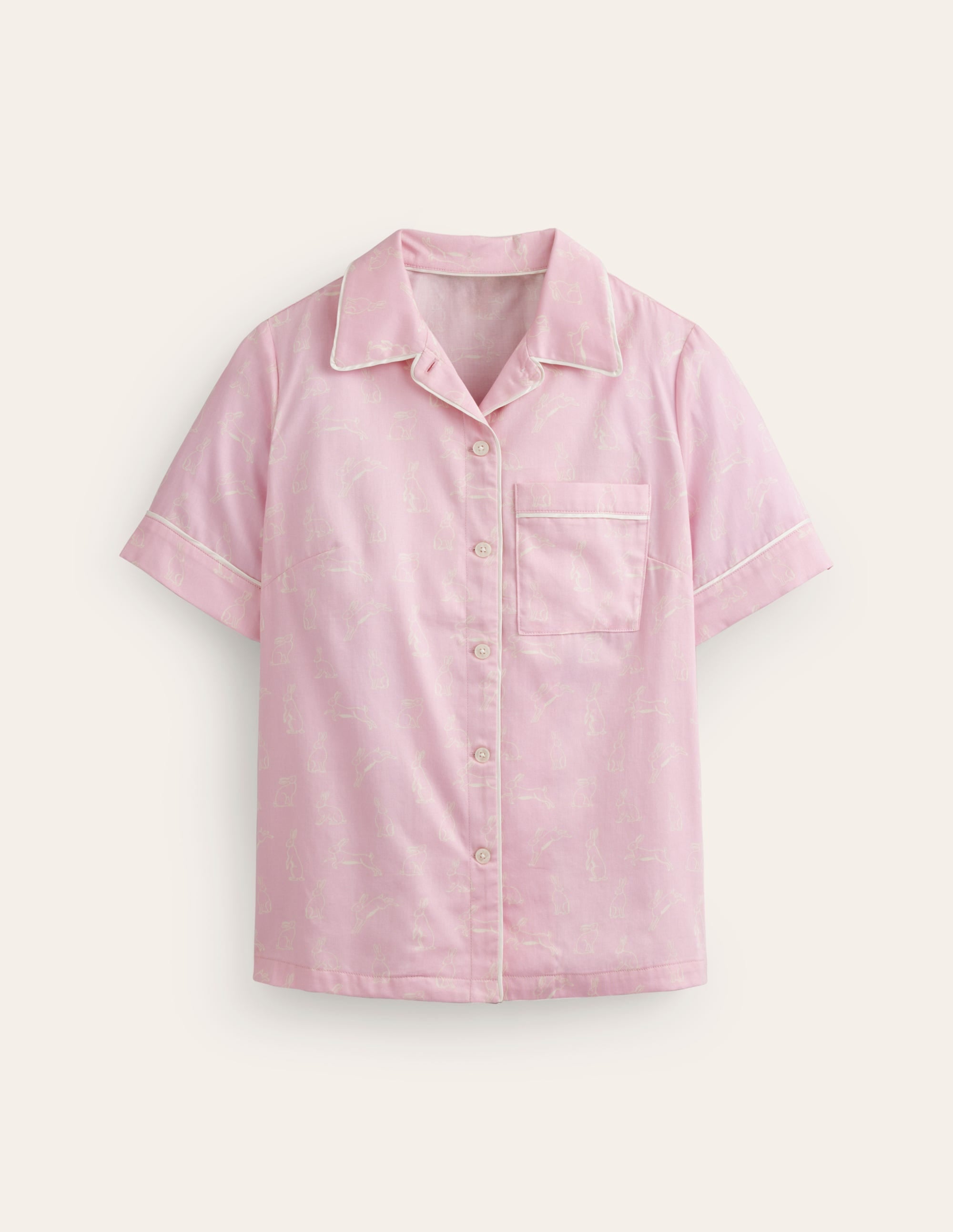 Short Sleeve Pyjama Top-Pink, Bunny Hop - Image 5