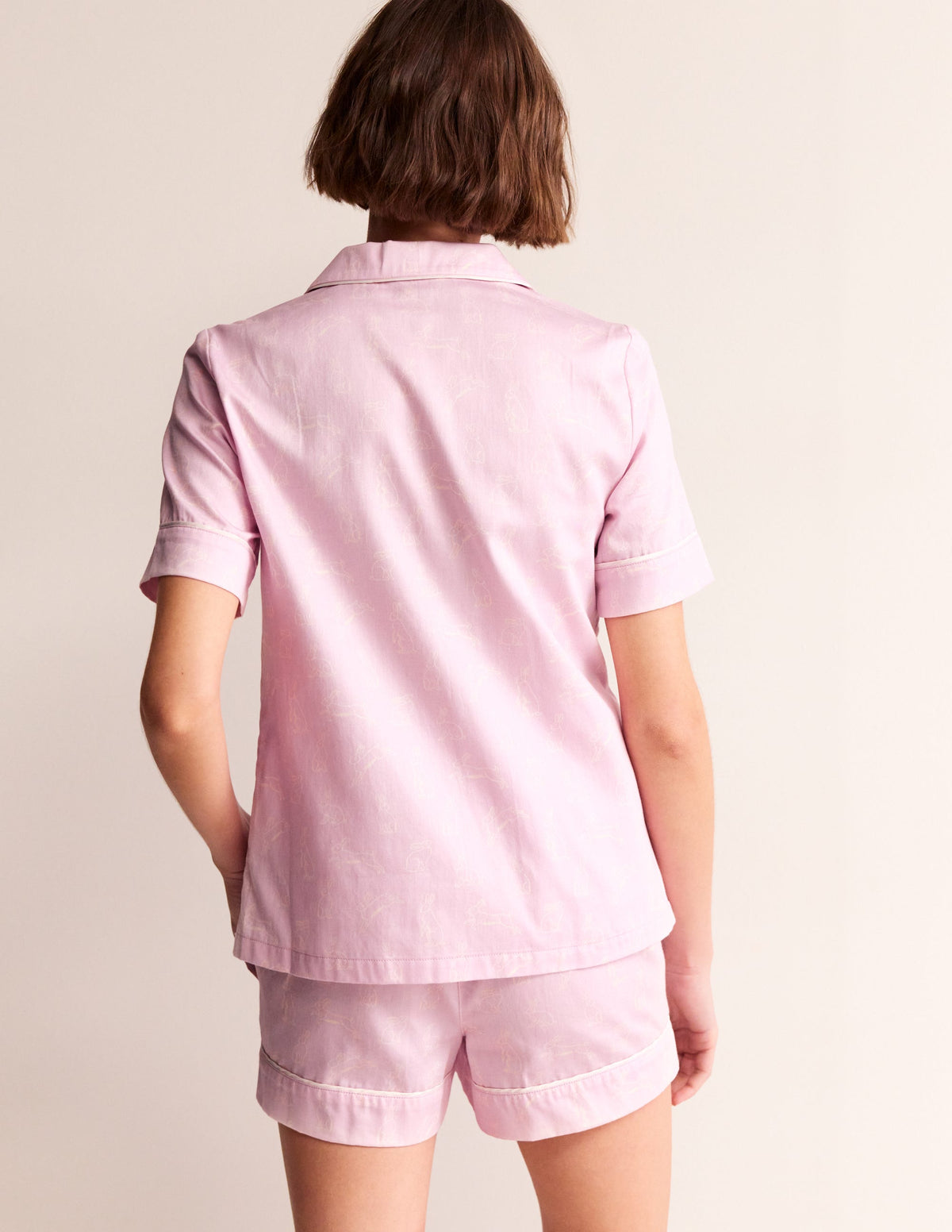 Short Sleeve Pyjama Top-Pink, Bunny Hop - Image 3