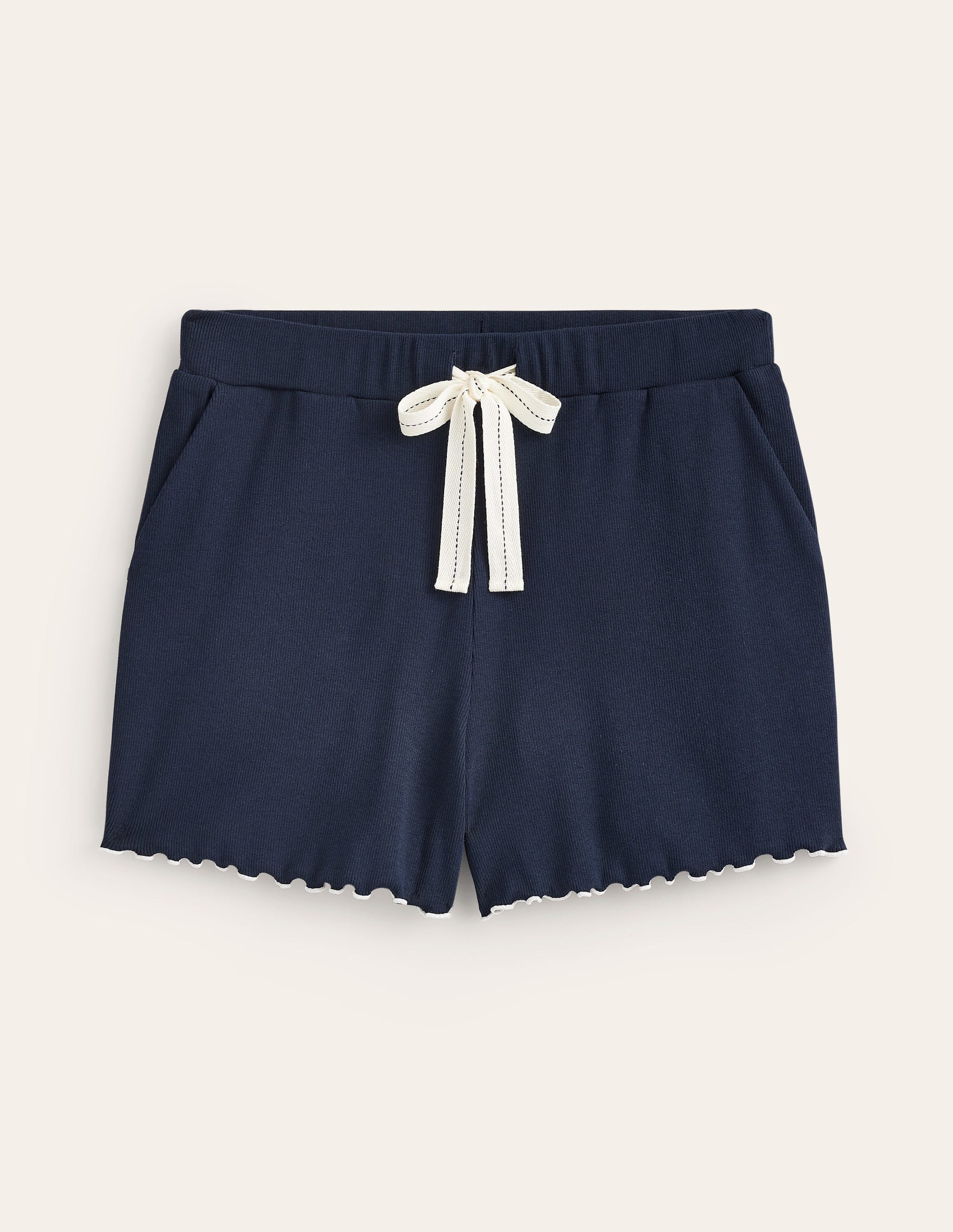 Lettuce Hem PJ Shorts-Navy-5