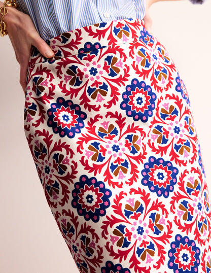 Printed Pencil Skirt-Rubicondo, Mosaic Bloom-2