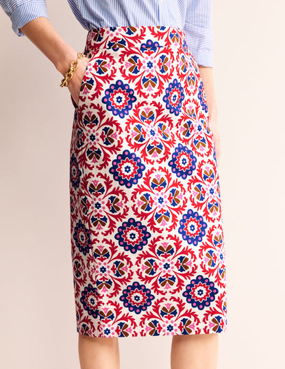 Printed Pencil Skirt-Rubicondo, Mosaic Bloom-4