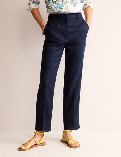 Kew Linen Trousers-Navy