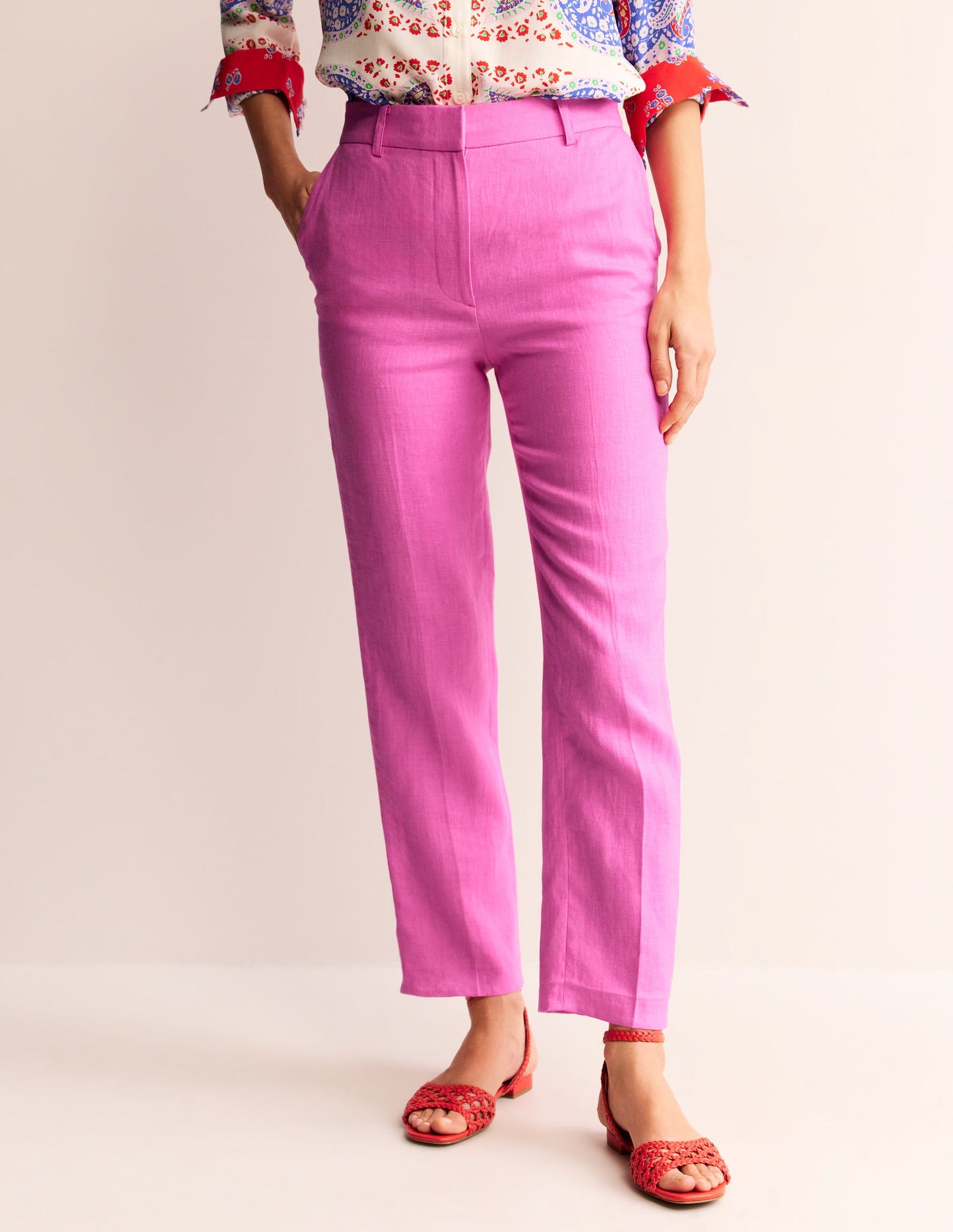 Kew Linen Trousers-Sangria Sunset