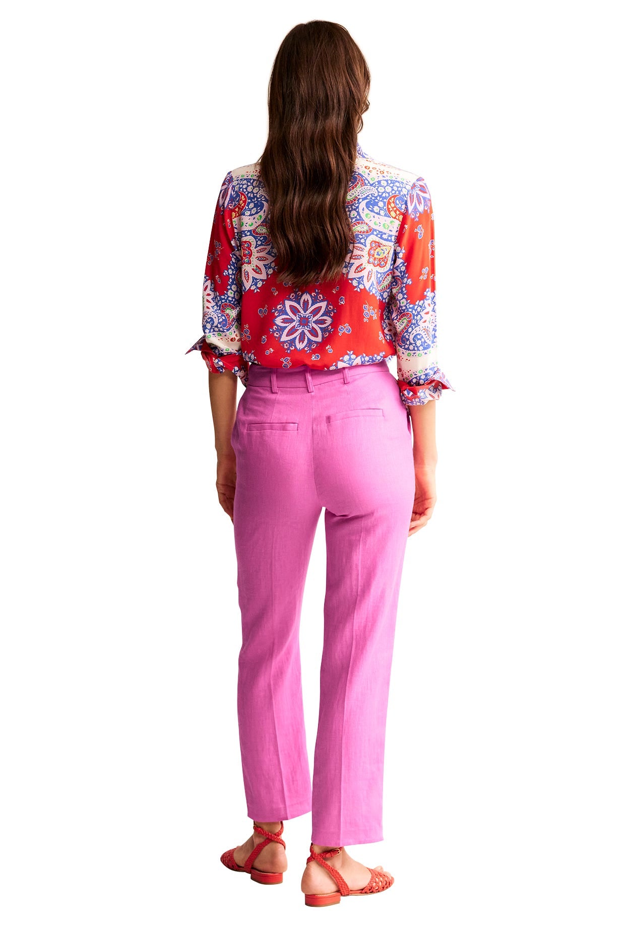 Kew Linen Trousers-Sangria Sunset