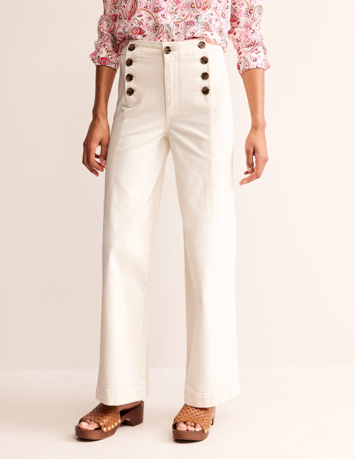 Sailor Wide Leg Trousers-Ecru