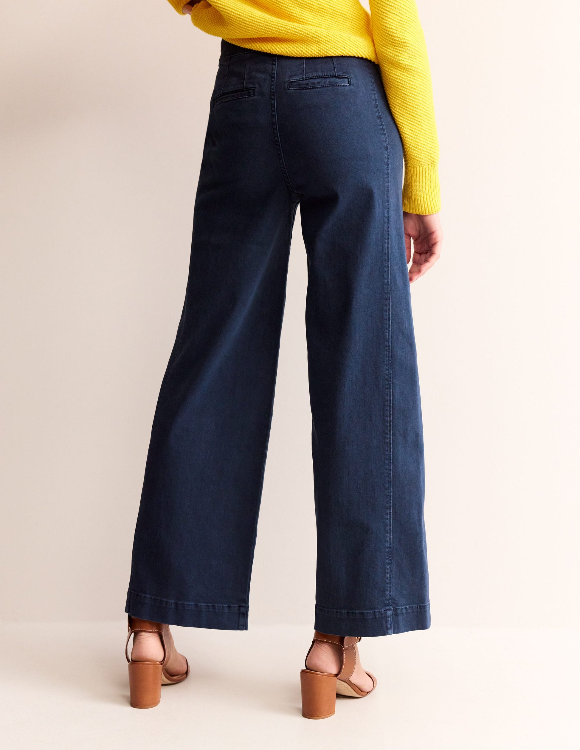 Sailor Wide Leg Trousers-Navy-3