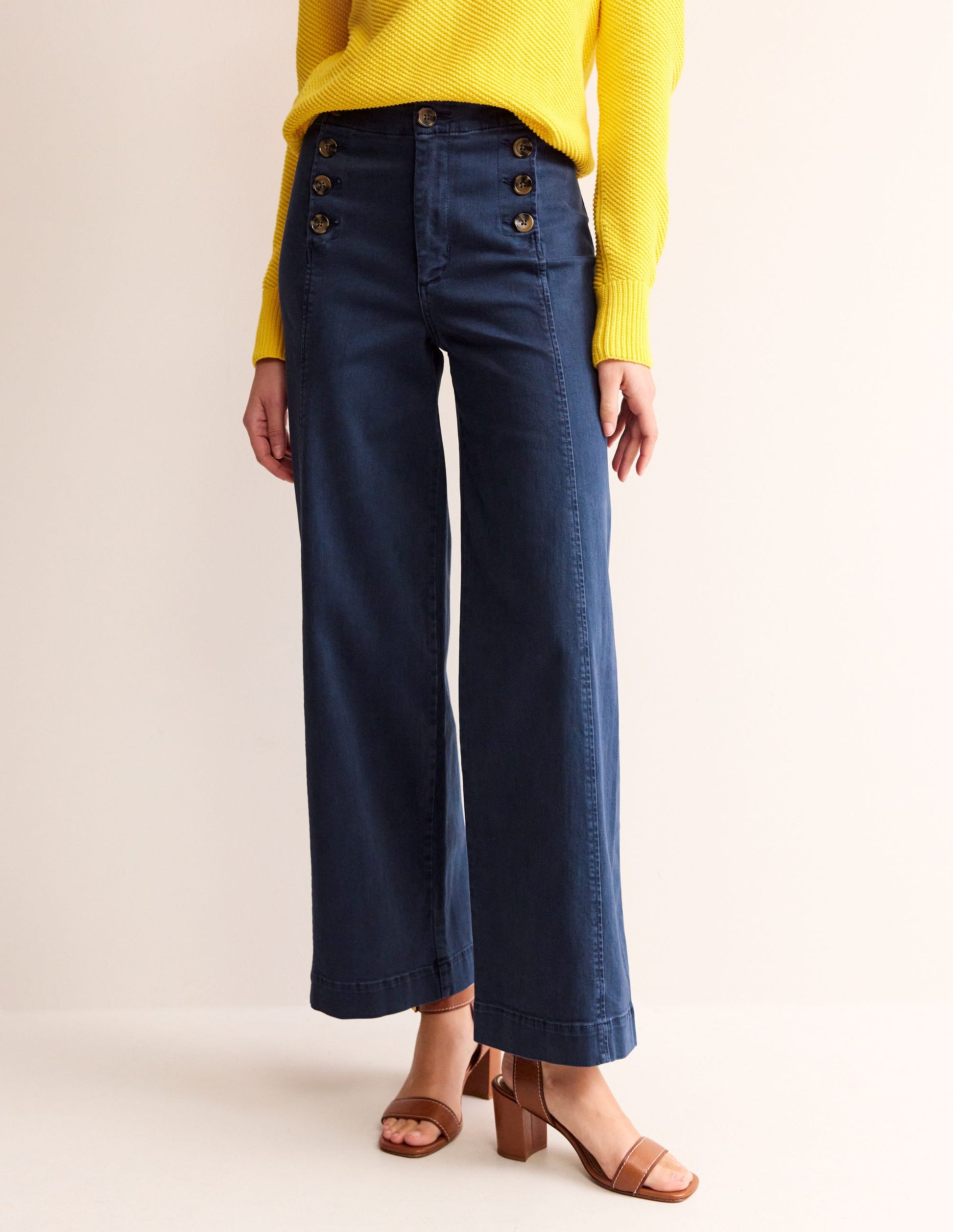 Sailor Wide Leg Trousers-Navy-4