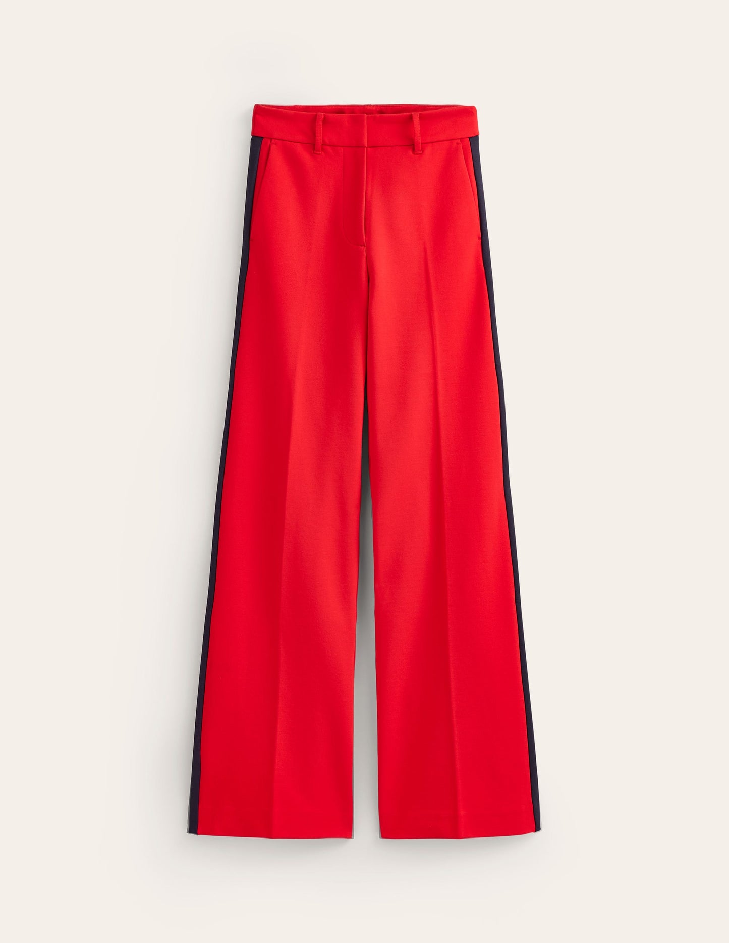 Westbourne Ponte Trousers-Red with Navy Side Stripe