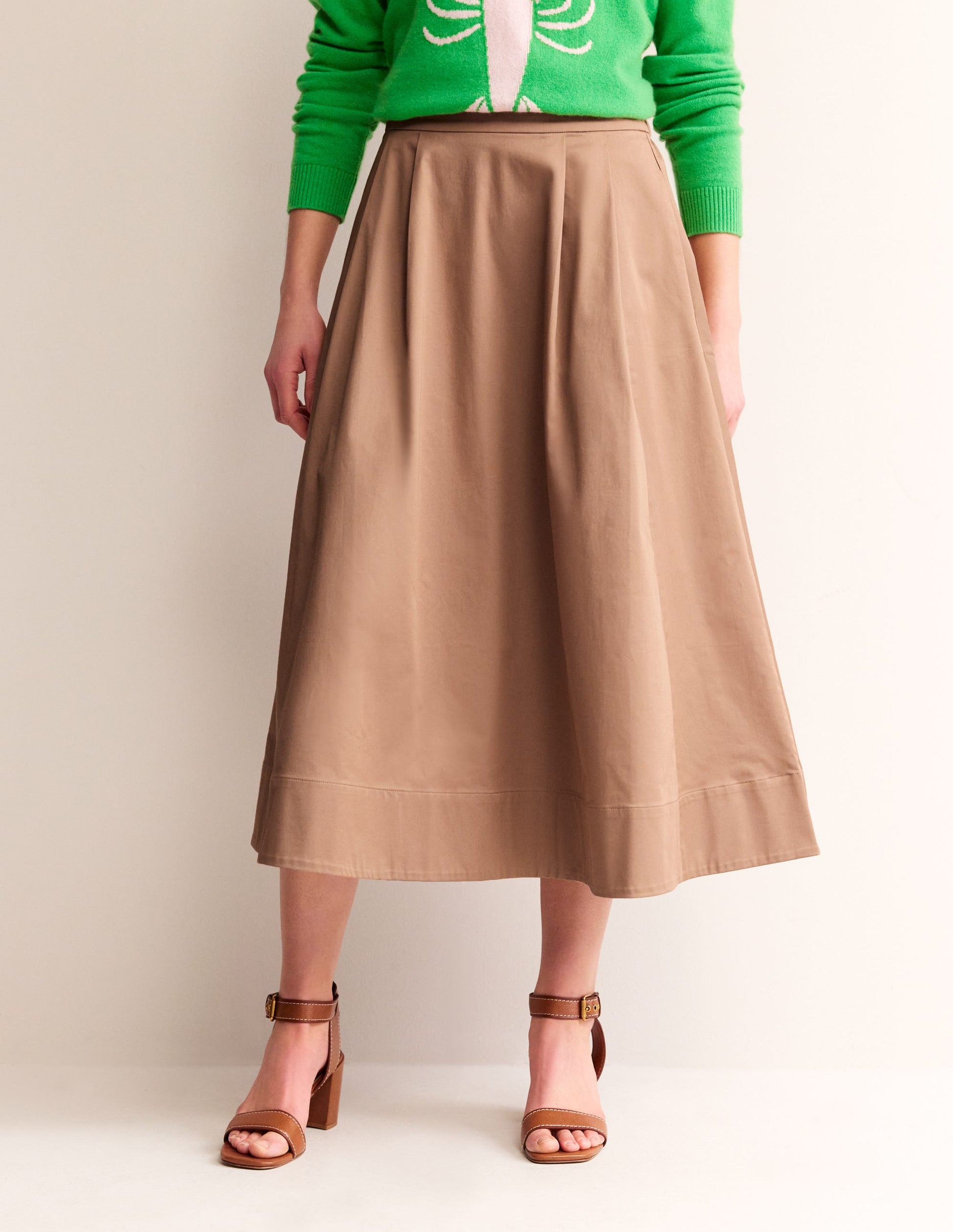 Isabella Cotton Sateen Skirt-Neutral-4