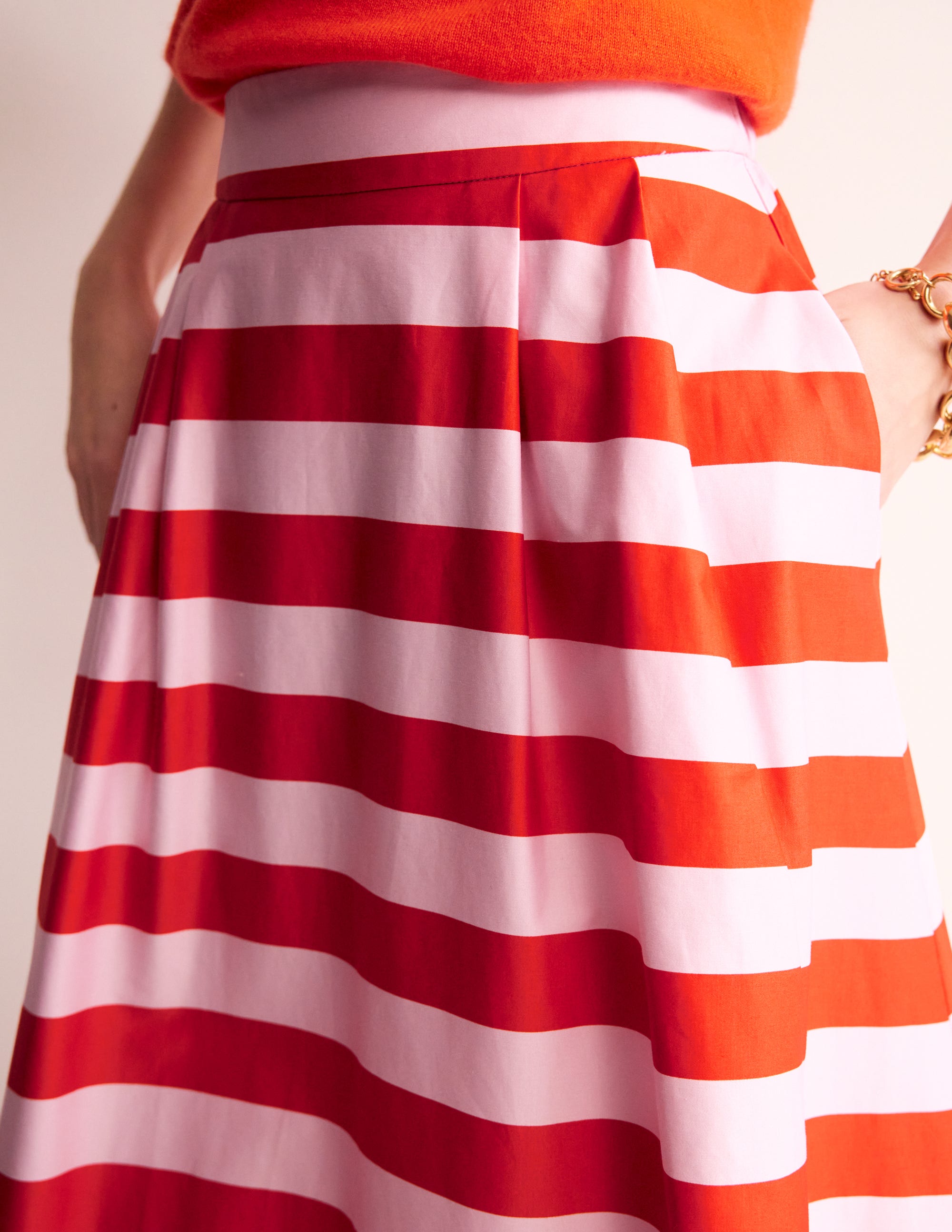 Isabella Cotton Sateen Skirt-Fiesta and Orchid Pink Stripe - Image 2