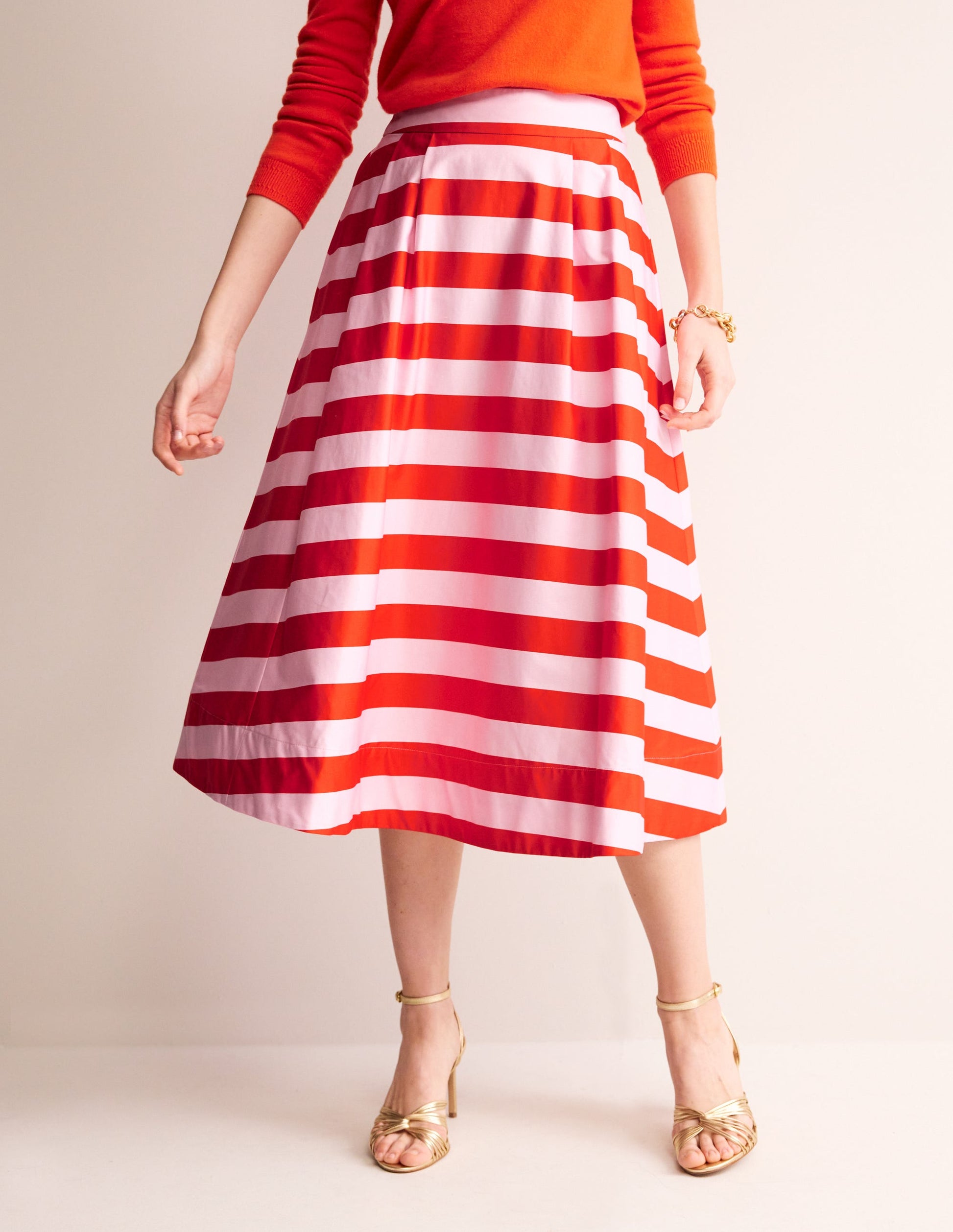 Isabella Cotton Sateen Skirt-Fiesta and Orchid Pink Stripe-4