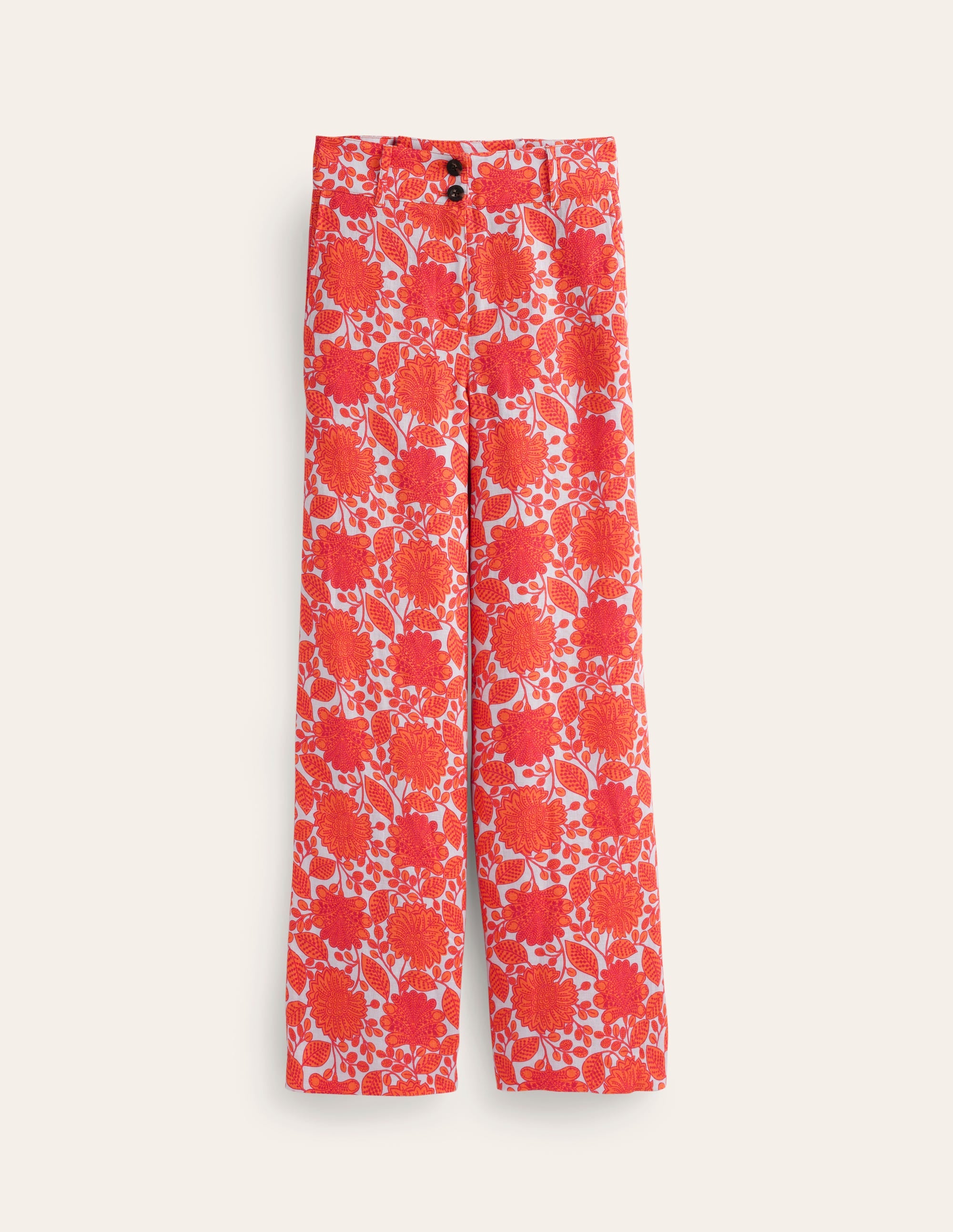 Westbourne Linen Trousers-Firecracker, Gardenia Swirl - Image 5