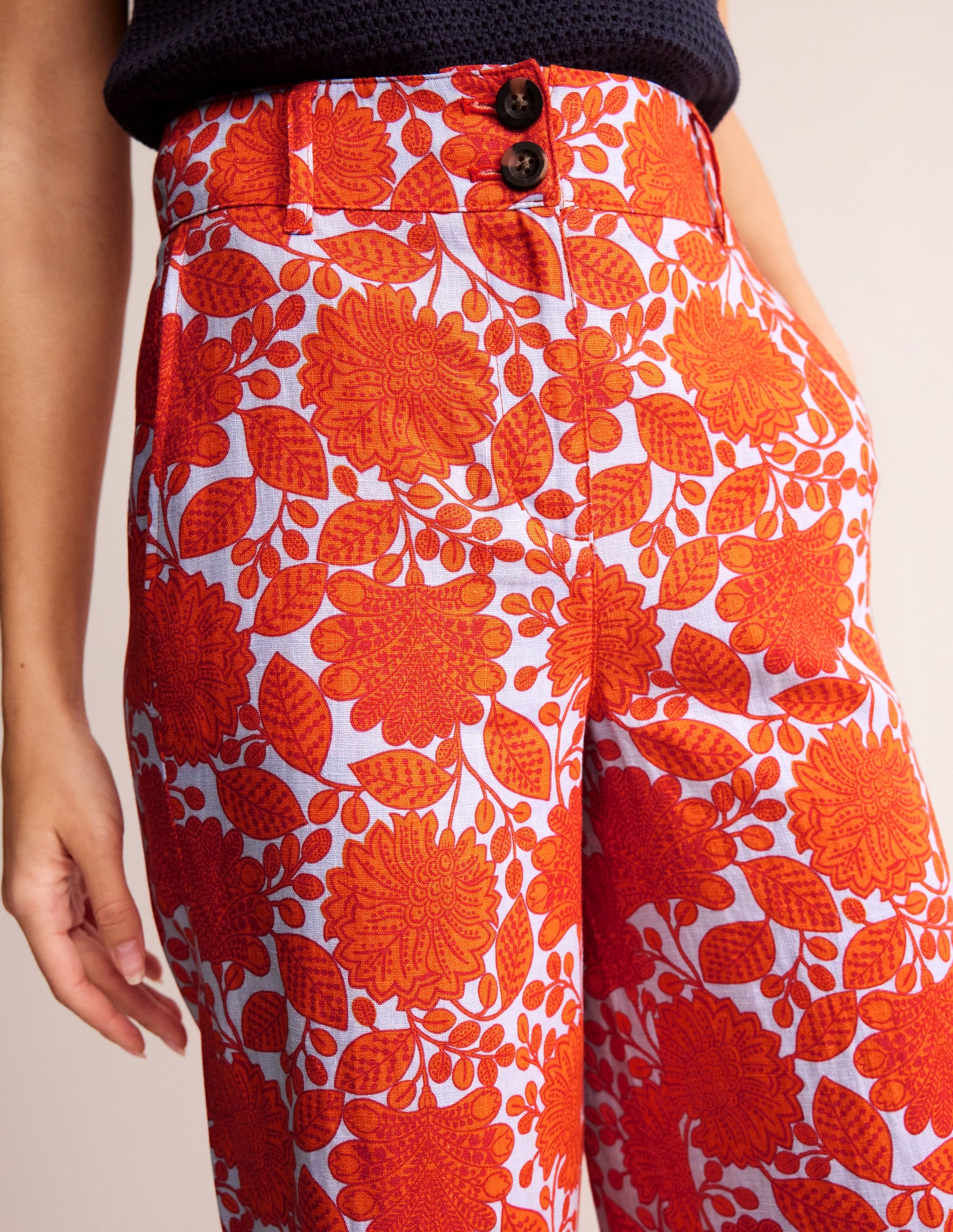 Westbourne Linen Trousers-Firecracker, Gardenia Swirl - Image 2