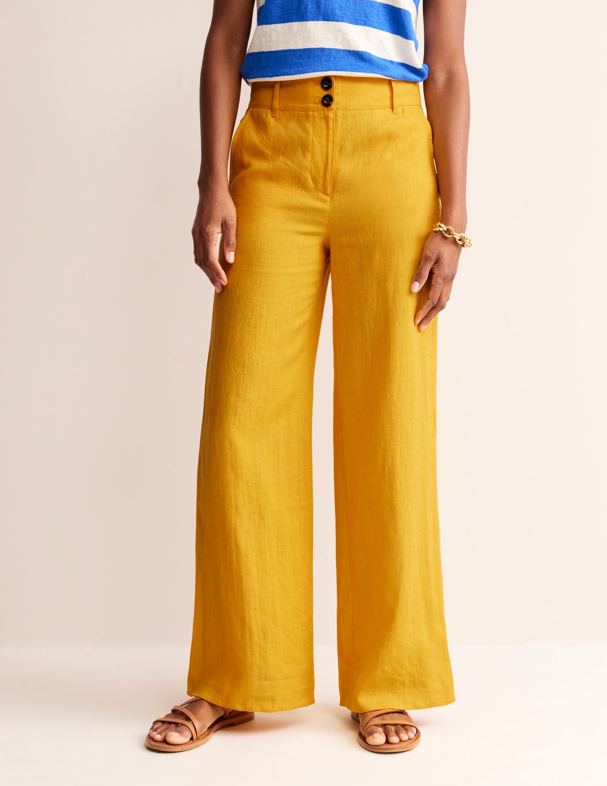 Westbourne Linen Trousers-Artisan Gold - Image 4