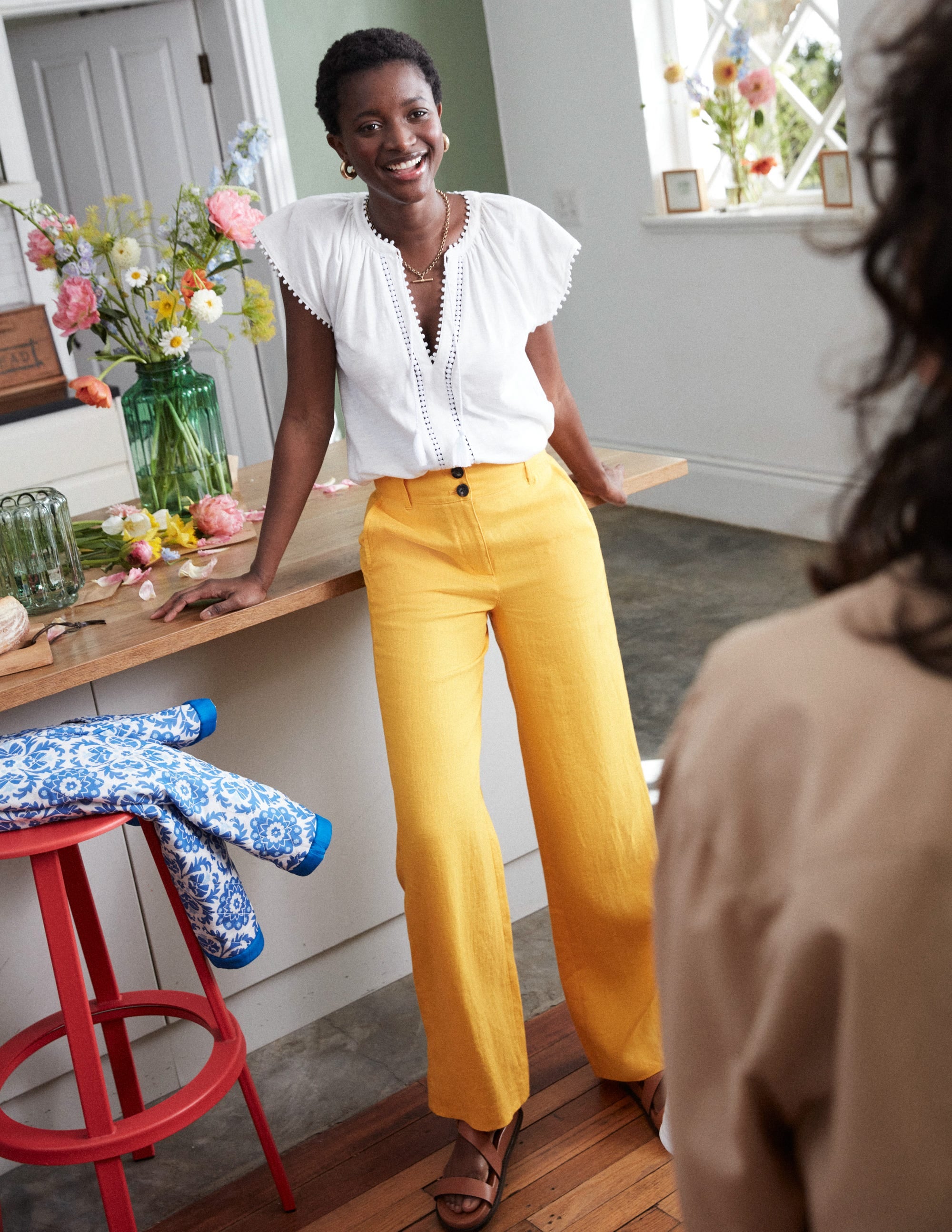 Westbourne Linen Trousers-Artisan Gold - Image 5