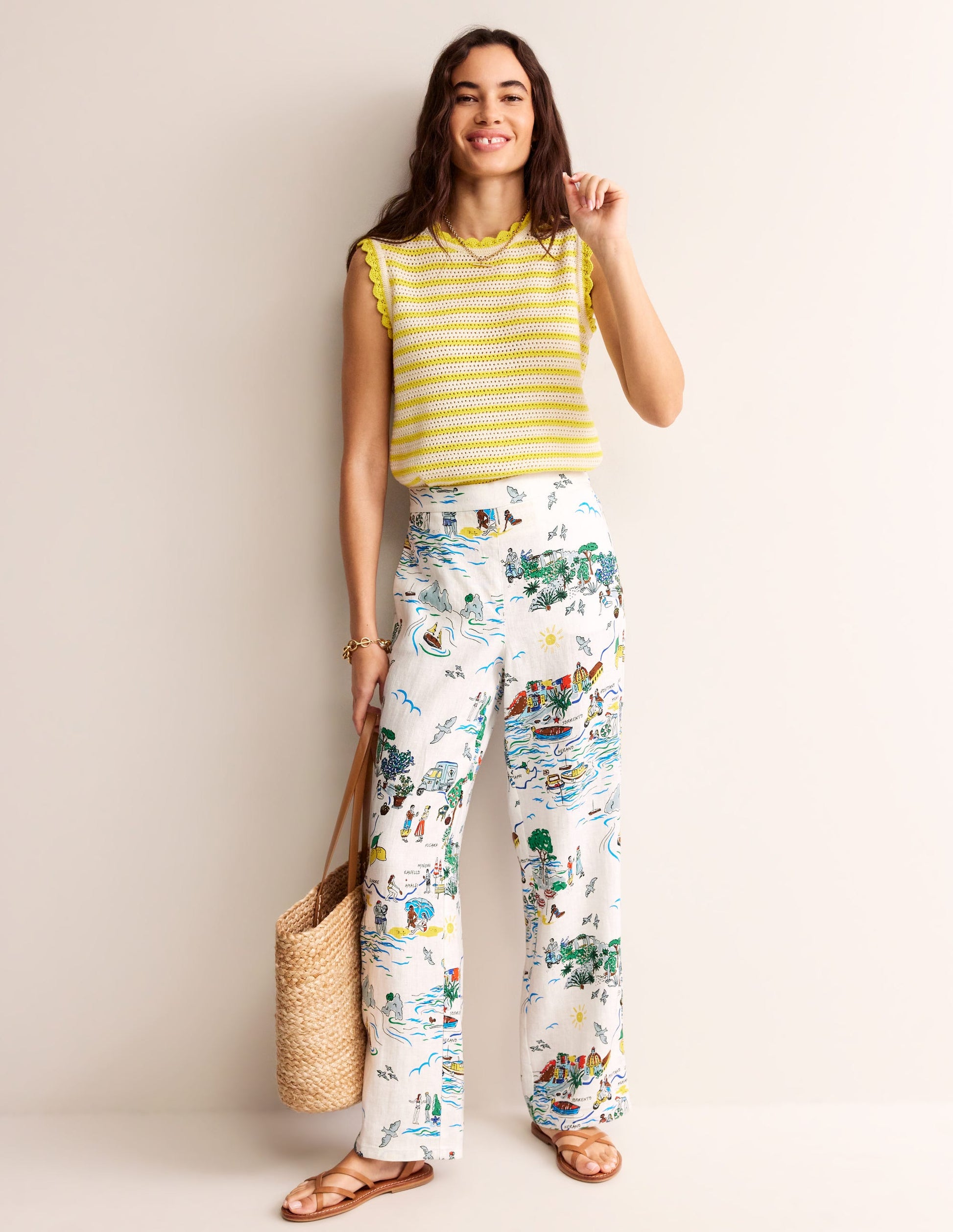 Hampstead Linen Trousers-Ivory, Amalfi-1