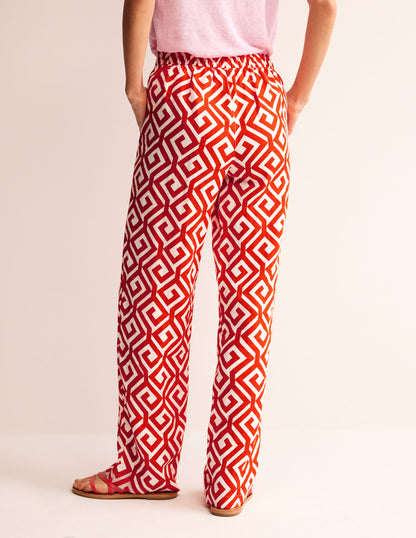 Hampstead Linen Trousers-Flame Scarlet, Maze