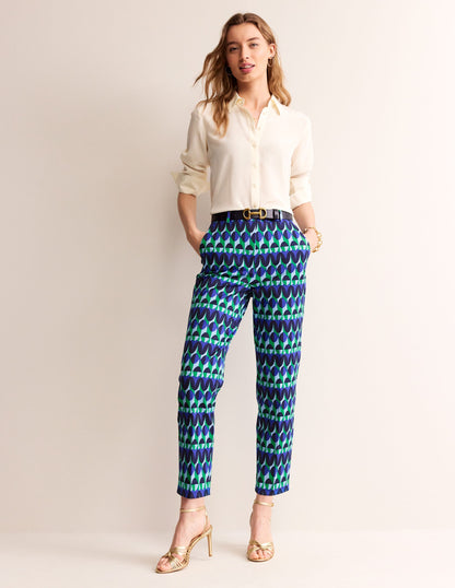 Kew Printed Trousers-Blue, Abstract Illusion