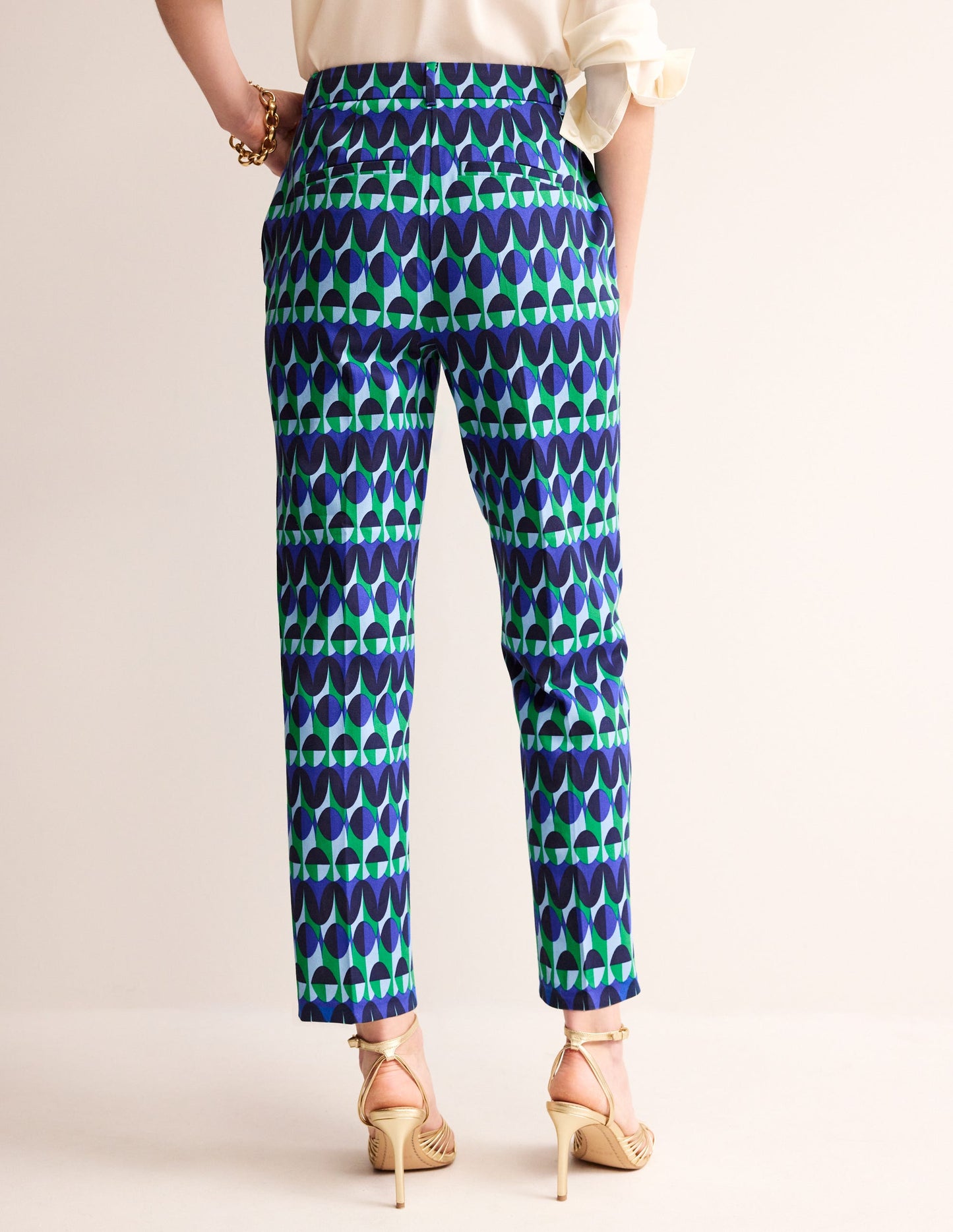 Kew Printed Trousers-Blue, Abstract Illusion