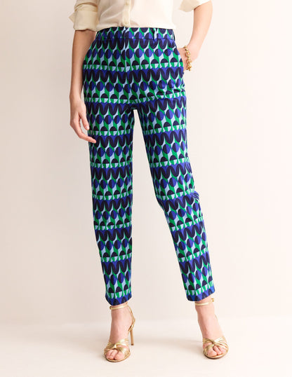 Kew Printed Trousers-Blue, Abstract Illusion