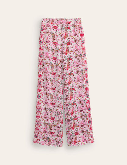 Palazzo Fluid Crepe Trousers-Multi, Floret Paisley