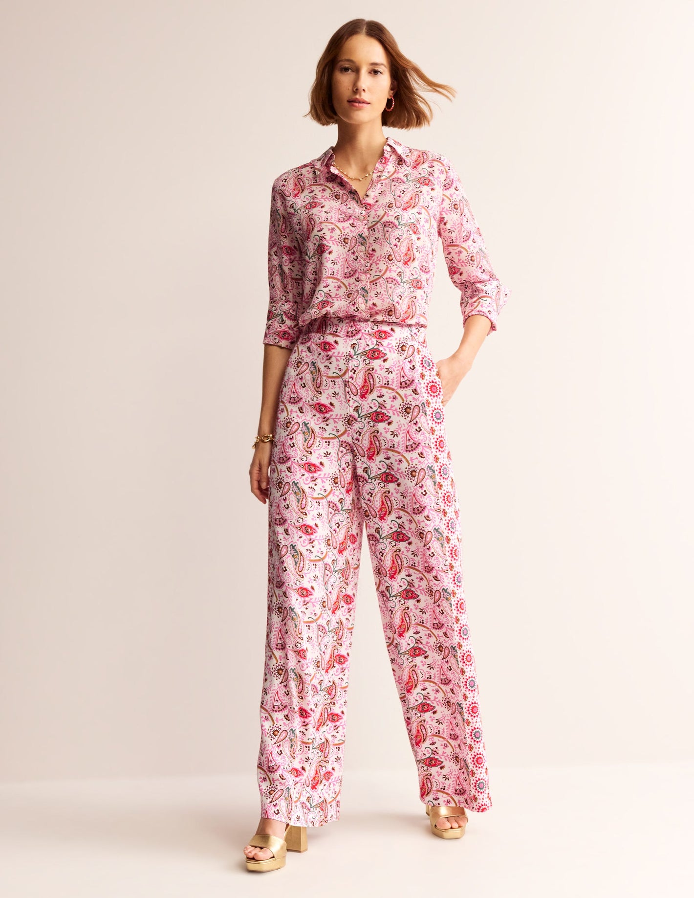 Palazzo Fluid Crepe Trousers-Multi, Floret Paisley