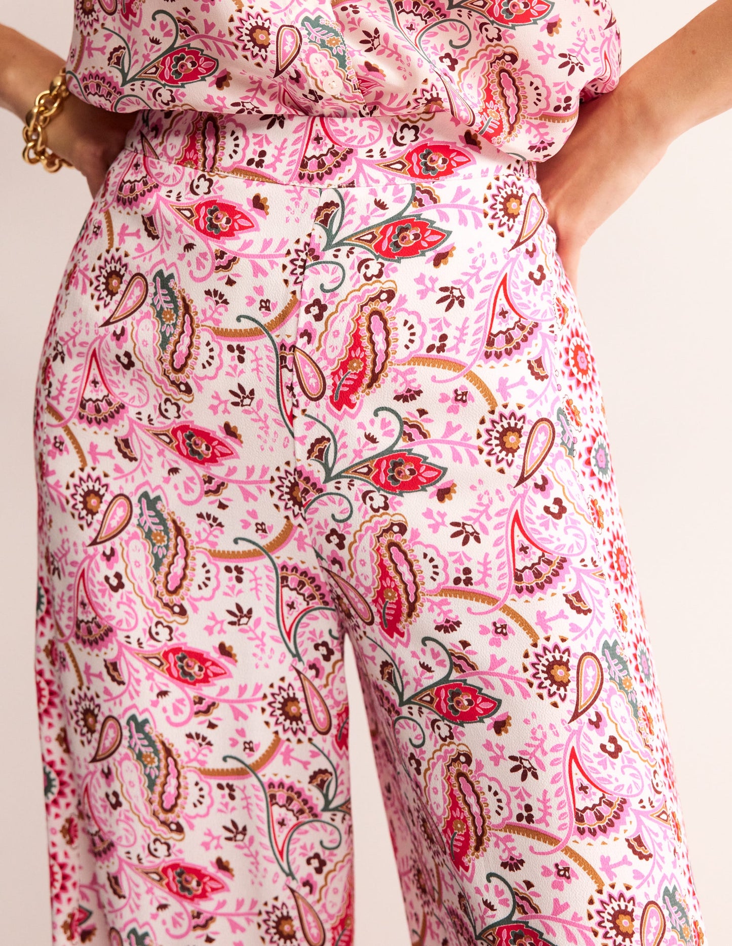 Palazzo Fluid Crepe Trousers-Multi, Floret Paisley