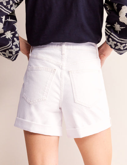 Denim Shorts-White-3