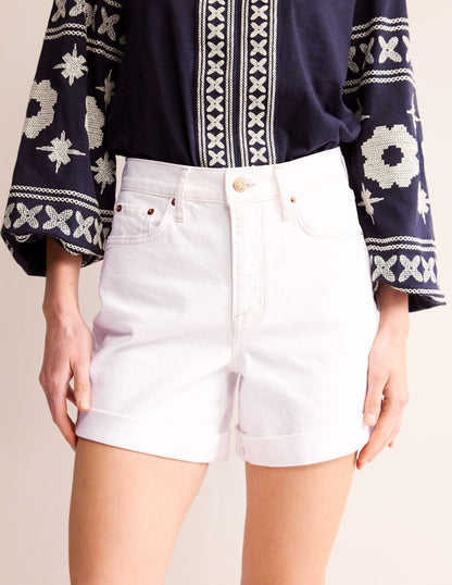 Denim Shorts-White-4