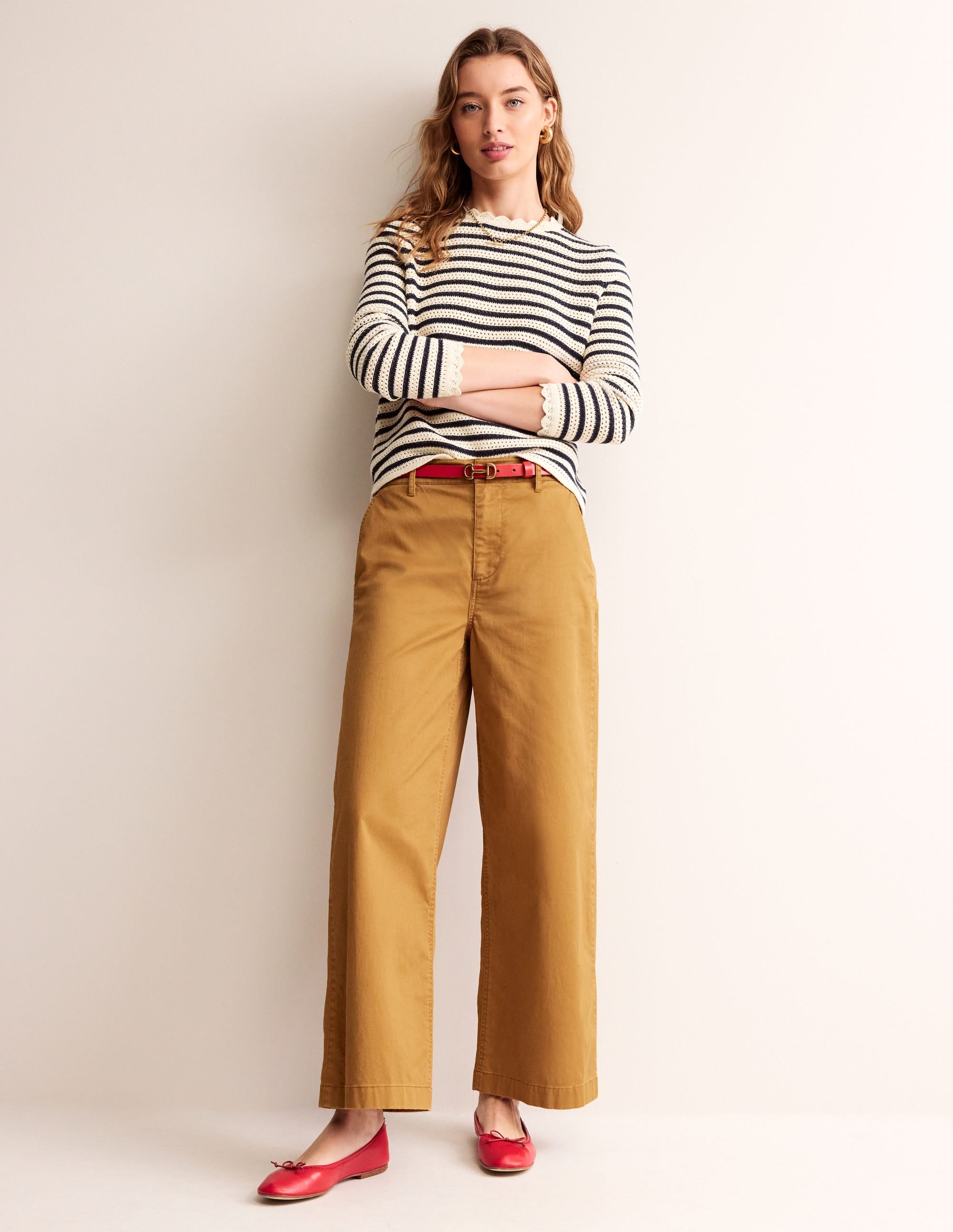 BARNSBURY WIDE LEG CHINO-Bronze Brown - Image 1