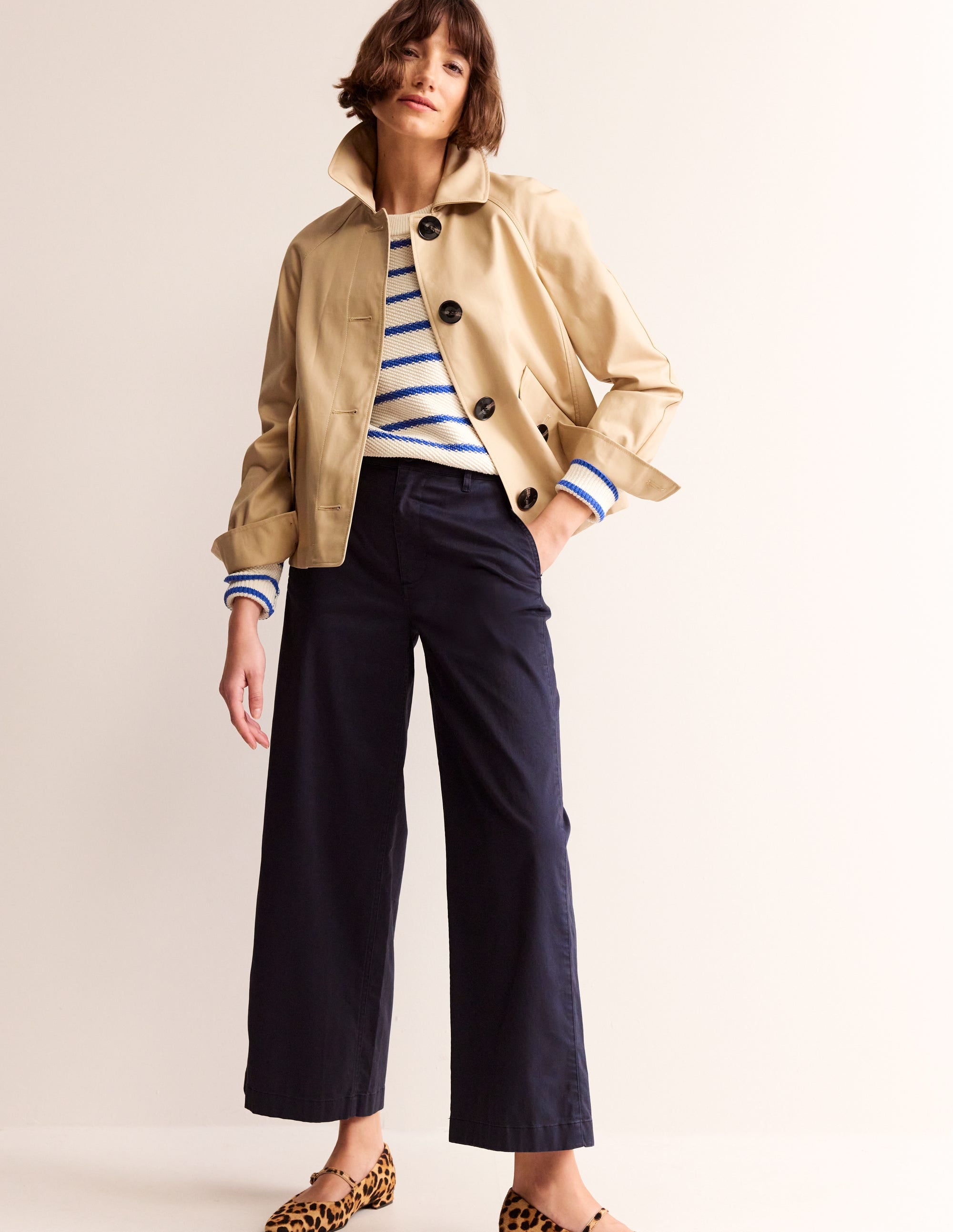 BARNSBURY WIDE LEG CHINO-Navy - Image 1