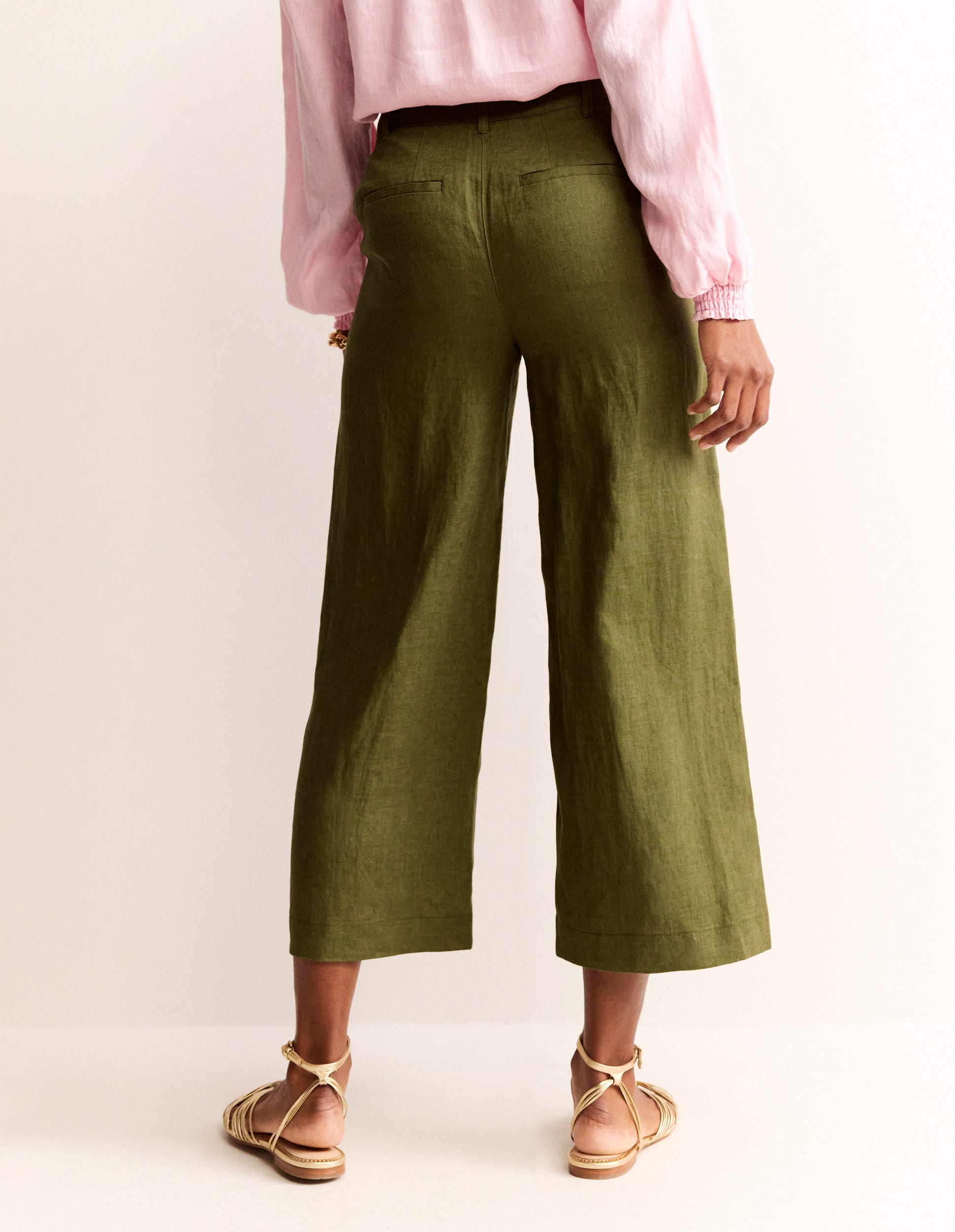 Westbourne Linen Crop Trousers-Mayfly-3