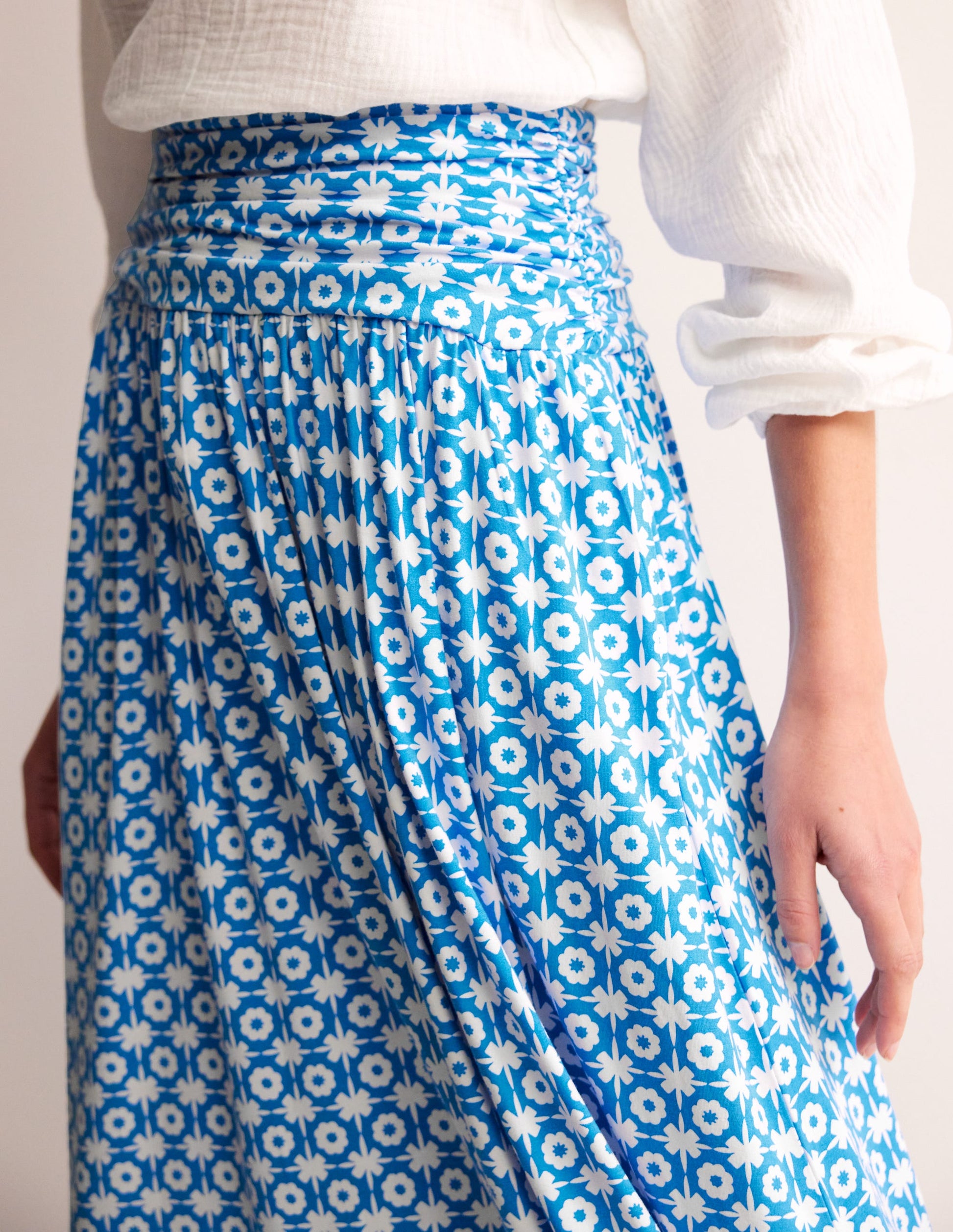 Rosaline Jersey Skirt-Brilliant Blue, Blossom Tile-2