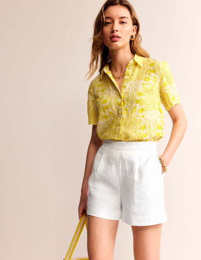 Hampstead Linen Shorts-White-1